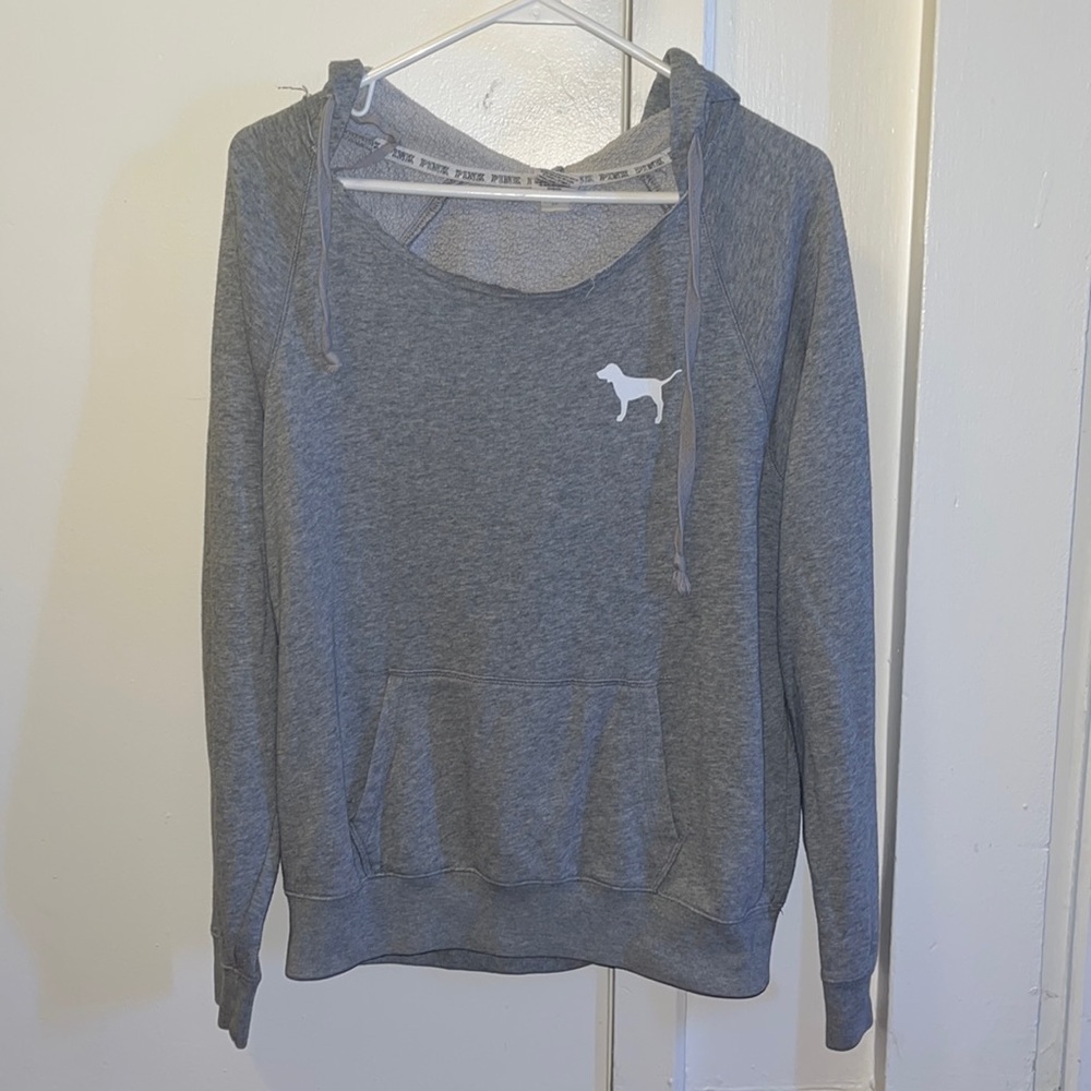 PINK wide neck hoodie